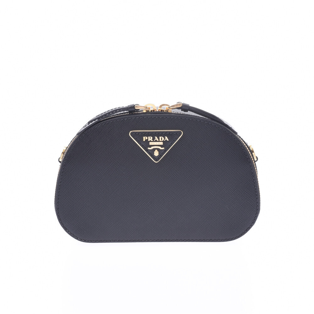 Prada Odette Belt Bag Chain Shoulder Black Saffiano Body